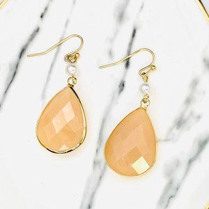 Tangerine stone drop earrings